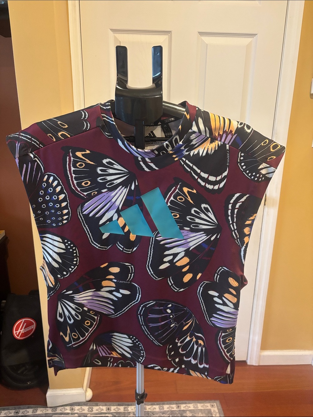 adidas  farm rio collab Maroon Butterfly Tank with Teal Logo